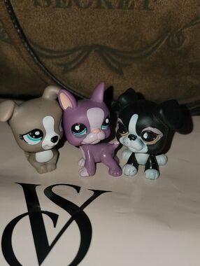 Littlest Pet Shop Trio - Boxer Boston Puppy Figures